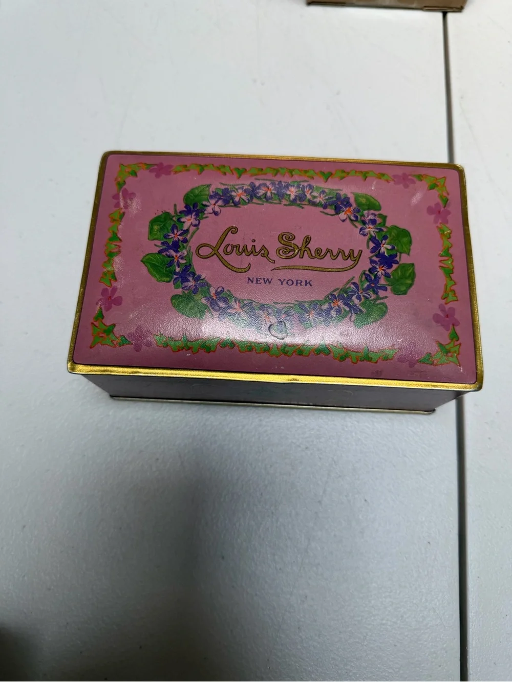 Louis Sherry Pink Floral Tin Candy Box